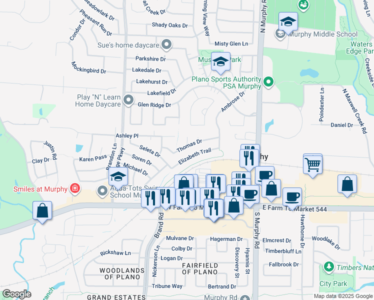 map of restaurants, bars, coffee shops, grocery stores, and more near 317 Elizabeth Trail in Murphy