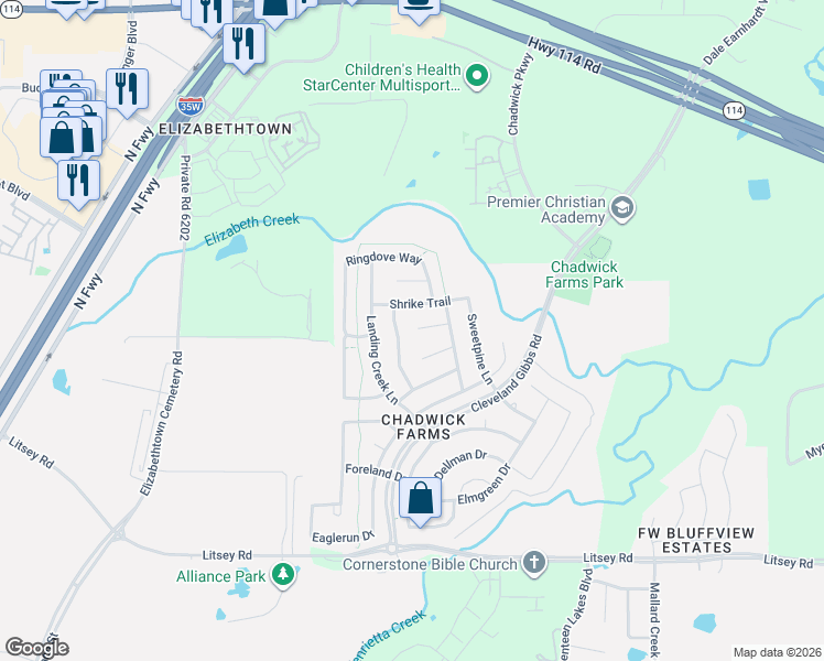 map of restaurants, bars, coffee shops, grocery stores, and more near 4009 Alpine Rose Court in Roanoke