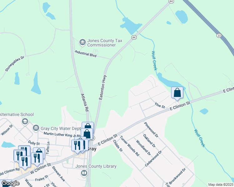 map of restaurants, bars, coffee shops, grocery stores, and more near 125 Pine Street in Gray
