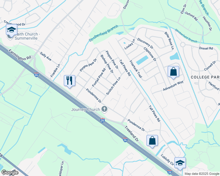 map of restaurants, bars, coffee shops, grocery stores, and more near 1299 Apache Pine Drive in Ladson