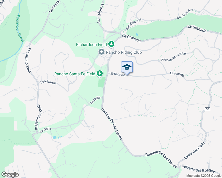 map of restaurants, bars, coffee shops, grocery stores, and more near 16715 Rambla De Las Flores in Rancho Santa Fe