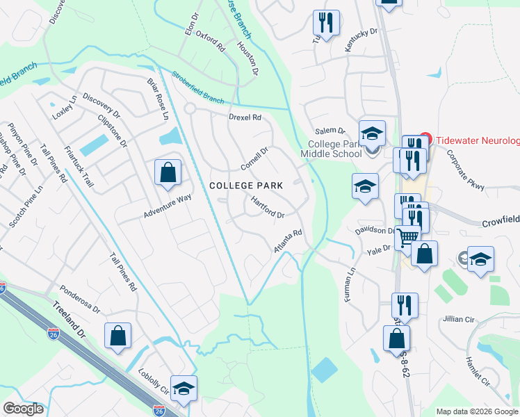 map of restaurants, bars, coffee shops, grocery stores, and more near 110 Hartford Drive in Ladson