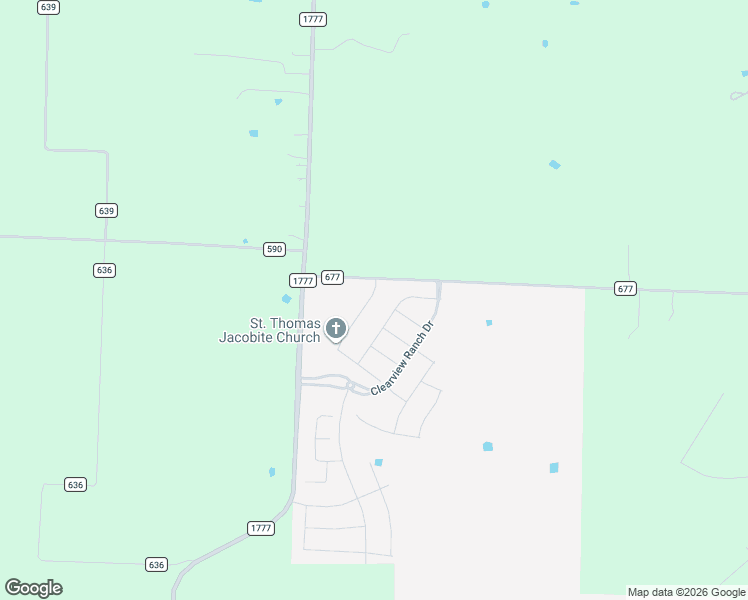 map of restaurants, bars, coffee shops, grocery stores, and more near County Road 677 in Royse City
