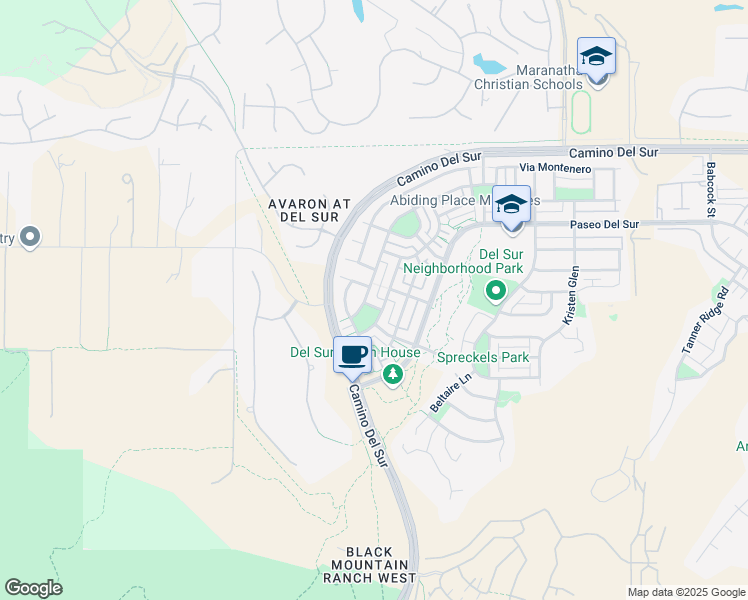 map of restaurants, bars, coffee shops, grocery stores, and more near 15530 New Park Terrace in San Diego