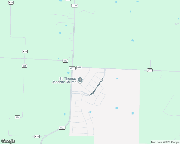 map of restaurants, bars, coffee shops, grocery stores, and more near County Road 677 in Royse City