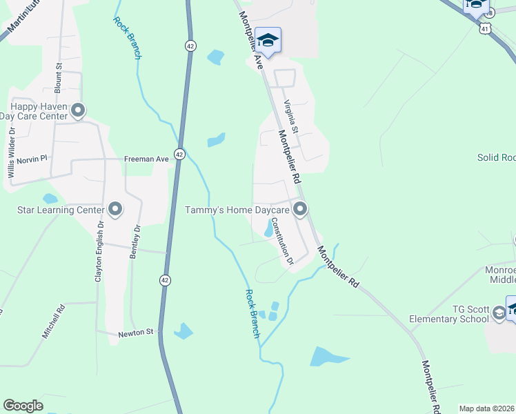 map of restaurants, bars, coffee shops, grocery stores, and more near 500 Constitution Drive in Forsyth