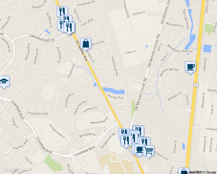 map of restaurants, bars, coffee shops, grocery stores, and more near 126 Brush Boulevard in Goose Creek