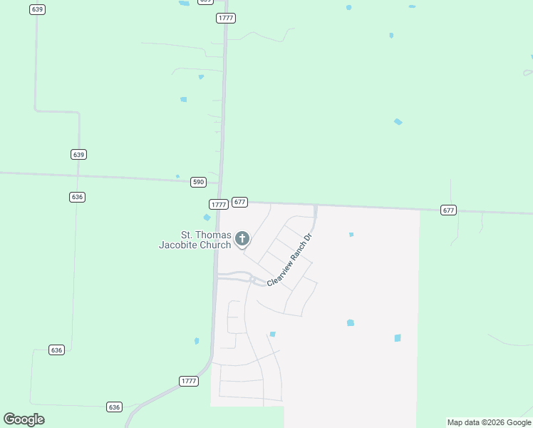 map of restaurants, bars, coffee shops, grocery stores, and more near County Road 677 in Royse City