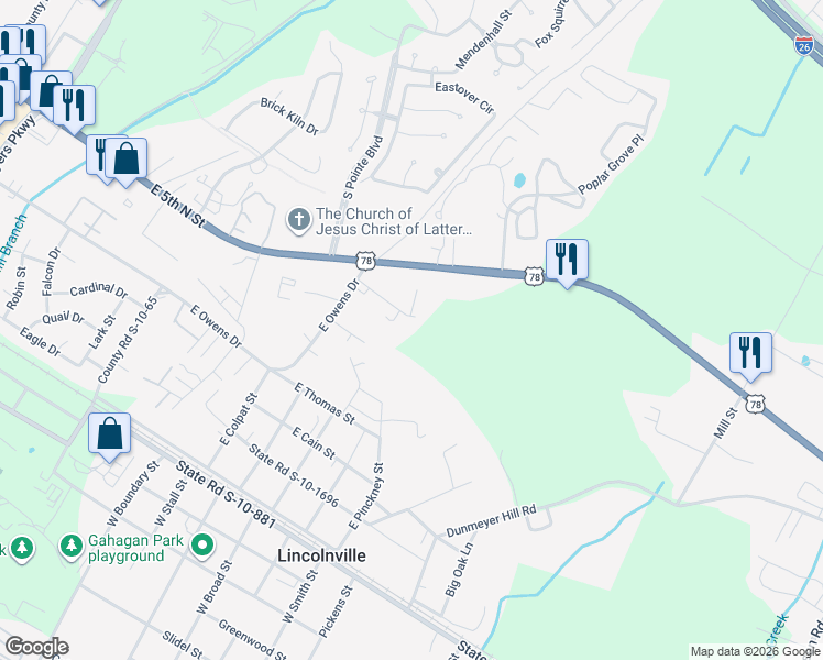 map of restaurants, bars, coffee shops, grocery stores, and more near 132 Jandrell Road in Summerville