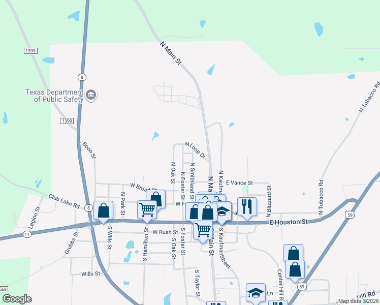 map of restaurants, bars, coffee shops, grocery stores, and more near 206 North Loop Drive in Linden