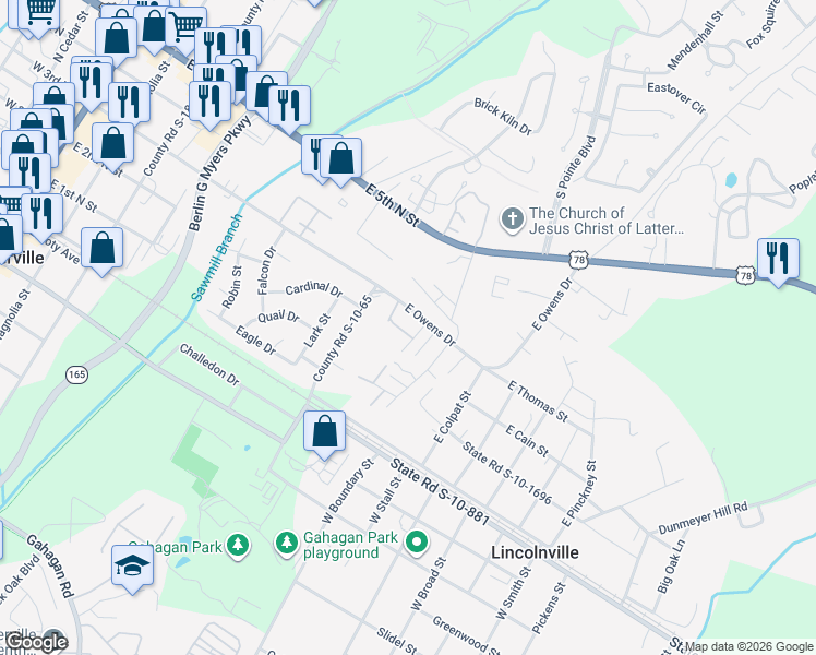 map of restaurants, bars, coffee shops, grocery stores, and more near 306 Owens Drive in Summerville