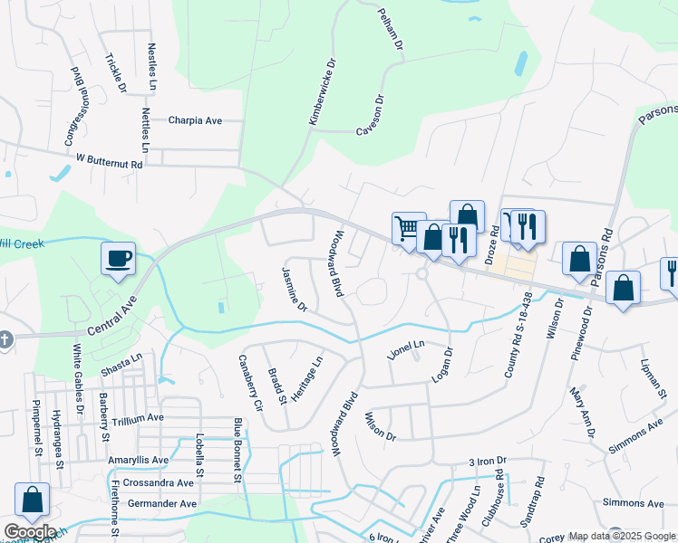 map of restaurants, bars, coffee shops, grocery stores, and more near 111 Alyssa Lane in Summerville