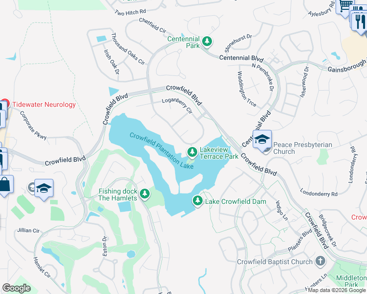 map of restaurants, bars, coffee shops, grocery stores, and more near 148 Loganberry Circle in Goose Creek