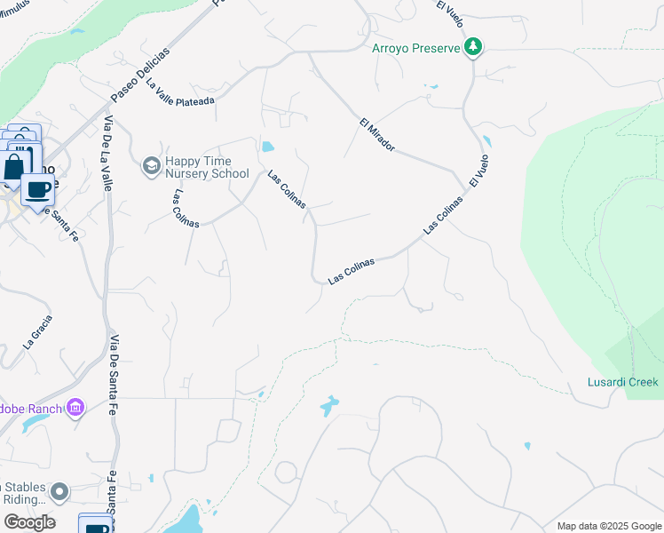 map of restaurants, bars, coffee shops, grocery stores, and more near 6858 Las Colinas in Rancho Santa Fe