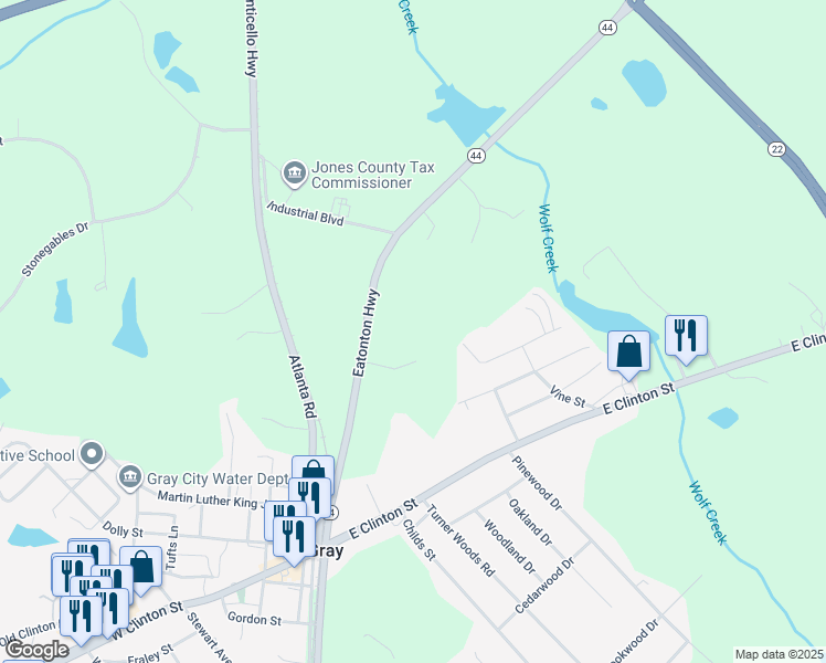 map of restaurants, bars, coffee shops, grocery stores, and more near 125 Pine Street in Gray