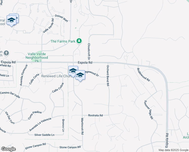 map of restaurants, bars, coffee shops, grocery stores, and more near 13555 Sagewood Drive in Poway