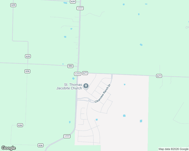 map of restaurants, bars, coffee shops, grocery stores, and more near County Road 677 in Royse City