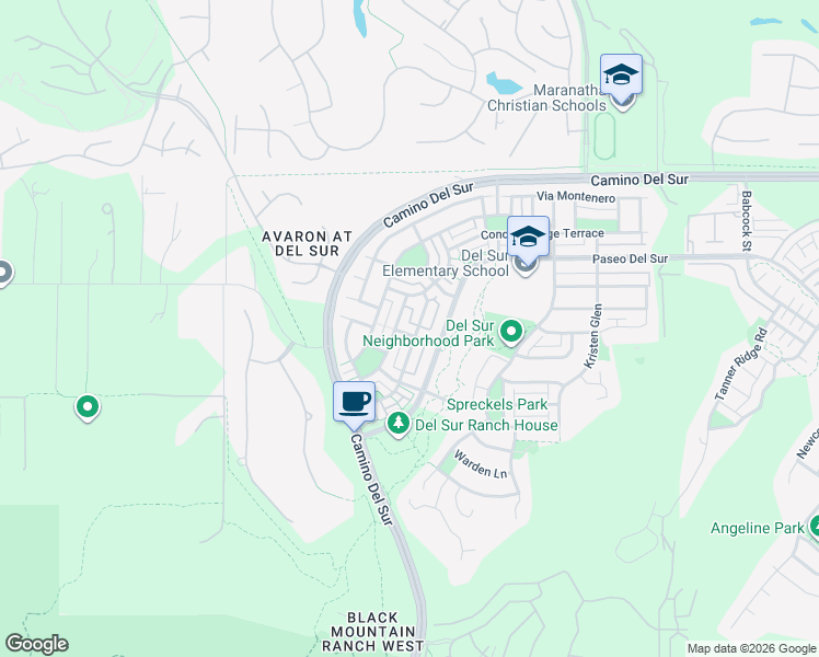 map of restaurants, bars, coffee shops, grocery stores, and more near 8360 Bristol Ridge Lane in San Diego