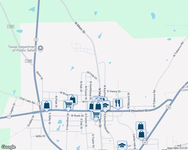 map of restaurants, bars, coffee shops, grocery stores, and more near 206 North Loop Drive in Linden