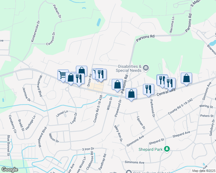 map of restaurants, bars, coffee shops, grocery stores, and more near 611 Hemingway Circle in Summerville