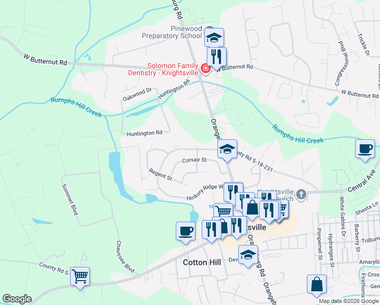 map of restaurants, bars, coffee shops, grocery stores, and more near 153 Corsair Street in Summerville
