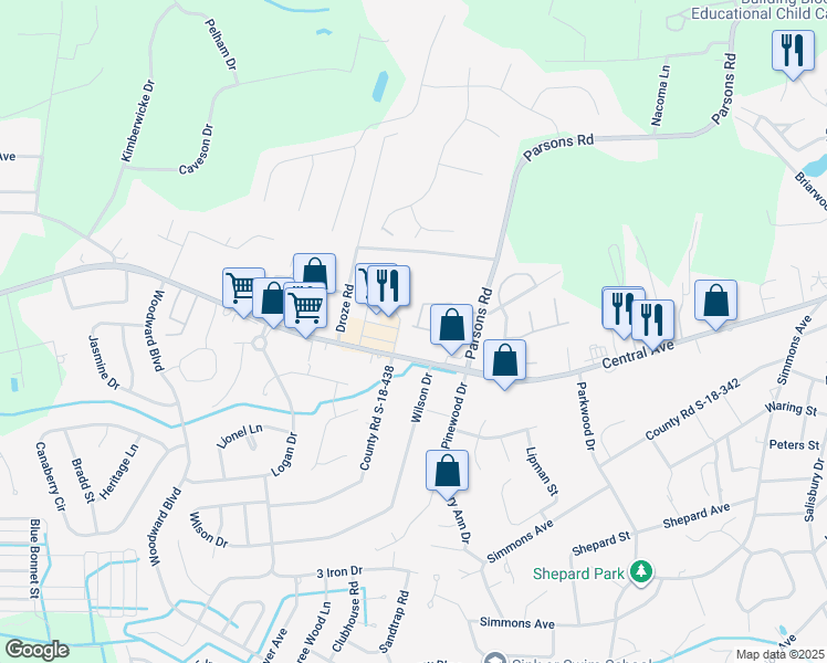 map of restaurants, bars, coffee shops, grocery stores, and more near 609 Hemingway Circle in Summerville