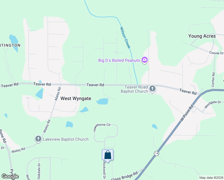 map of restaurants, bars, coffee shops, grocery stores, and more near 359 Teaver Road in LaGrange