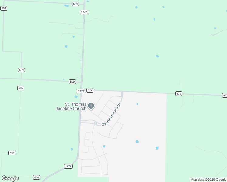 map of restaurants, bars, coffee shops, grocery stores, and more near County Road 677 in Royse City