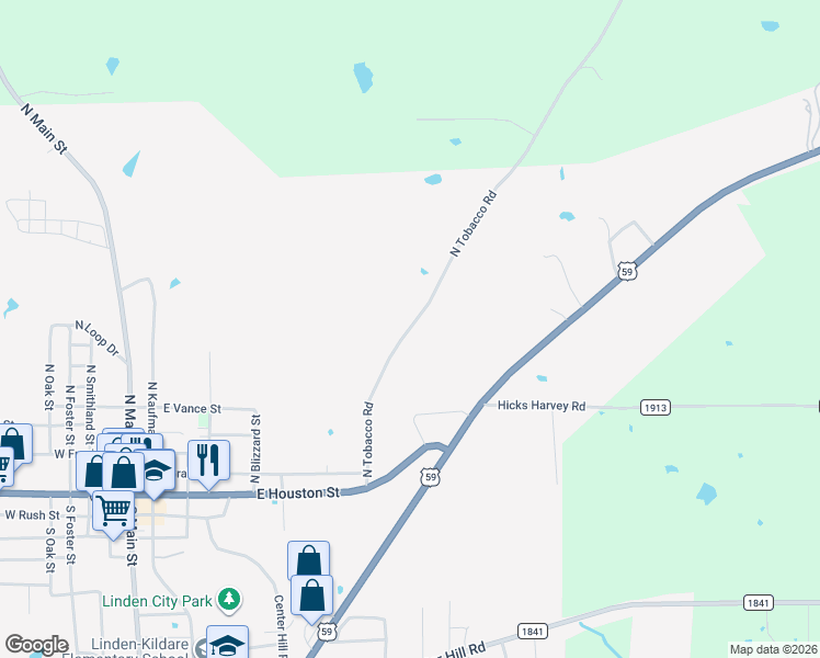 map of restaurants, bars, coffee shops, grocery stores, and more near 216 N Tobacco Rd in Linden