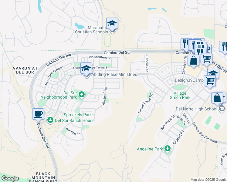 map of restaurants, bars, coffee shops, grocery stores, and more near 8528 Old Stonefield Chase in San Diego