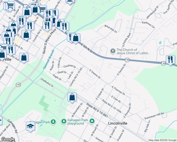 map of restaurants, bars, coffee shops, grocery stores, and more near 306 Owens Drive in Summerville