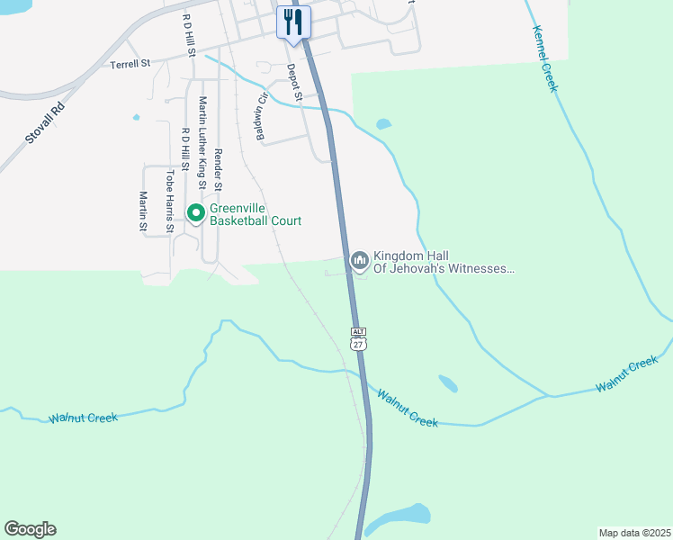 map of restaurants, bars, coffee shops, grocery stores, and more near 597 Georgia 18 in Greenville