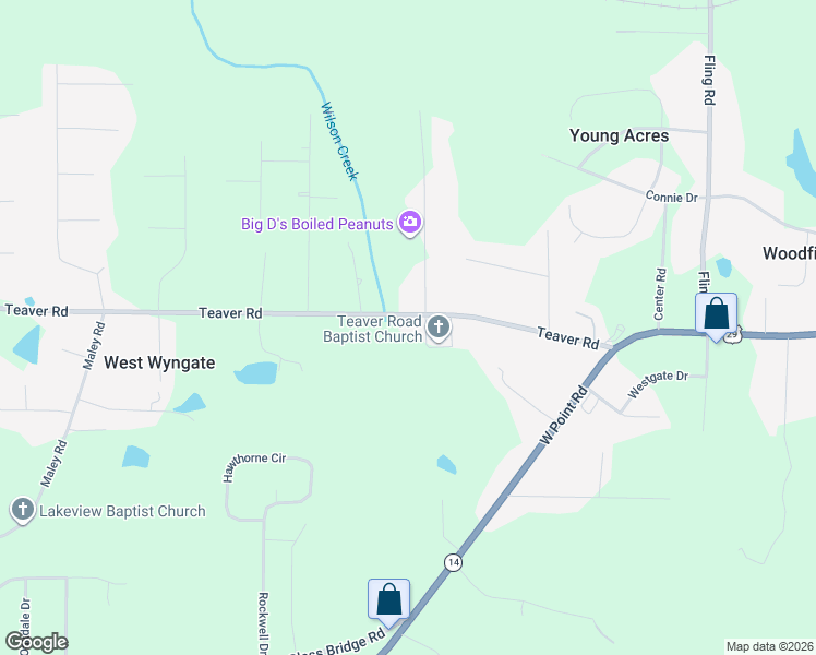 map of restaurants, bars, coffee shops, grocery stores, and more near 245 Teaver Road in LaGrange