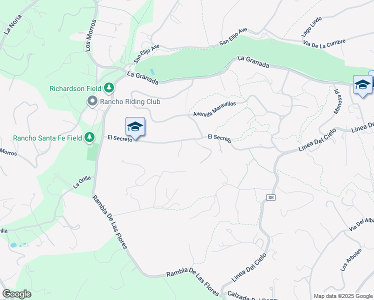 map of restaurants, bars, coffee shops, grocery stores, and more near 5125 El Secreto in Rancho Santa Fe