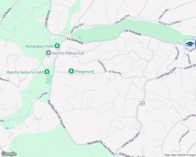 map of restaurants, bars, coffee shops, grocery stores, and more near 5121 El Secreto in Rancho Santa Fe