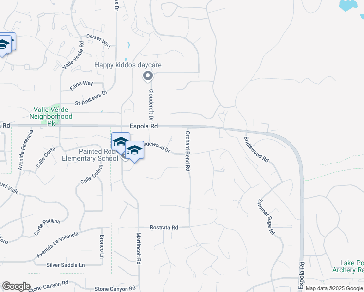 map of restaurants, bars, coffee shops, grocery stores, and more near 16820 Orchard Bend Road in Poway