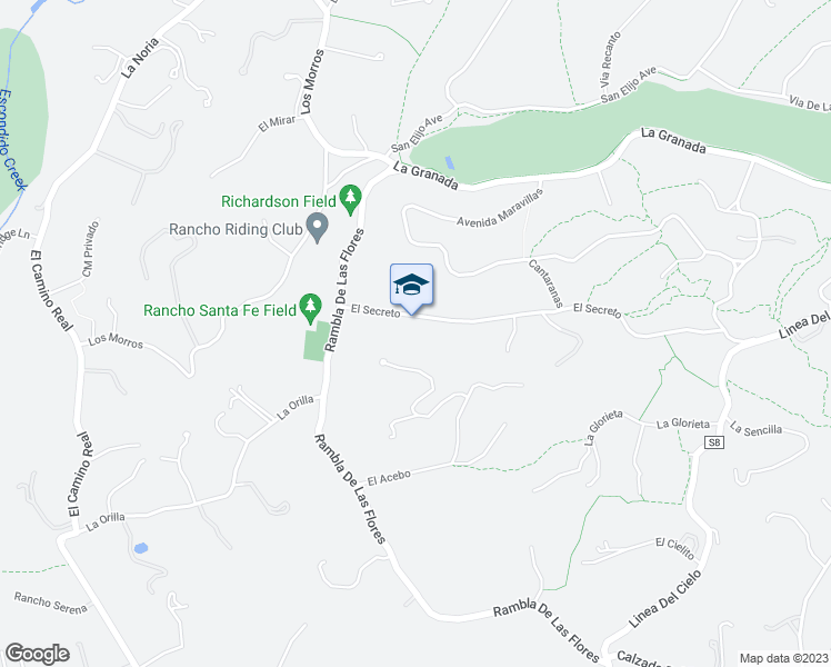 map of restaurants, bars, coffee shops, grocery stores, and more near 4919 El Secreto in Rancho Santa Fe