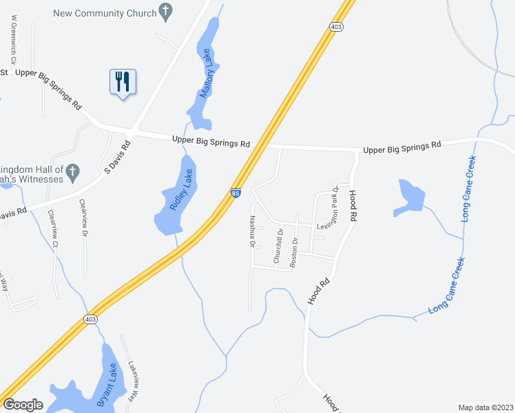 map of restaurants, bars, coffee shops, grocery stores, and more near 101 Lexington Park Drive in LaGrange