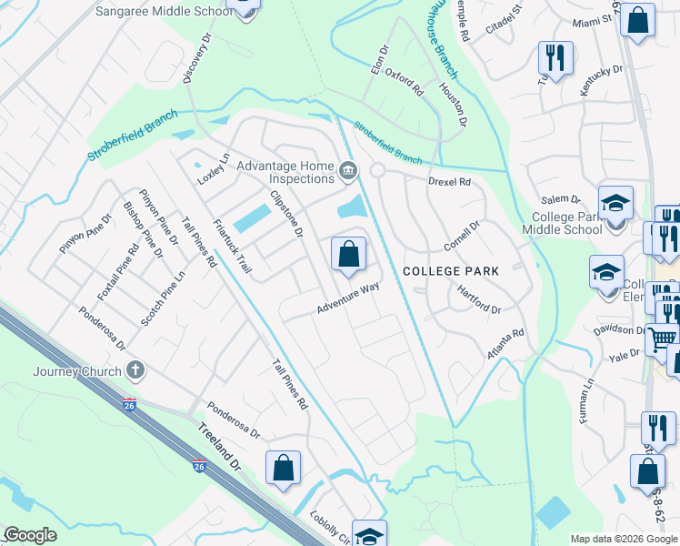 map of restaurants, bars, coffee shops, grocery stores, and more near 2011 Hunters Bend Trail in Ladson