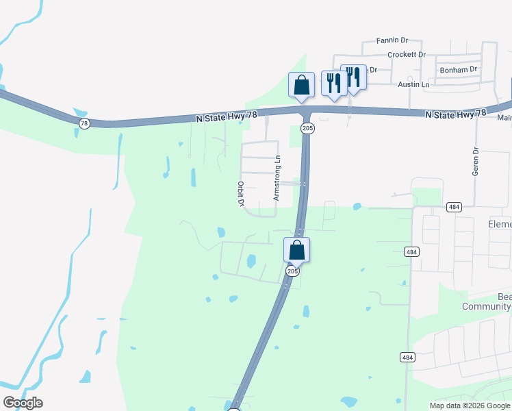 map of restaurants, bars, coffee shops, grocery stores, and more near 347 Schirra Court in Lavon