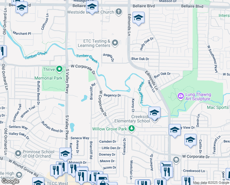 map of restaurants, bars, coffee shops, grocery stores, and more near 989 Regency Dr in Lewisville