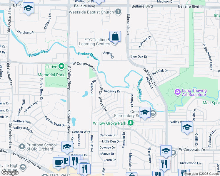 map of restaurants, bars, coffee shops, grocery stores, and more near 989 Regency Drive in Lewisville