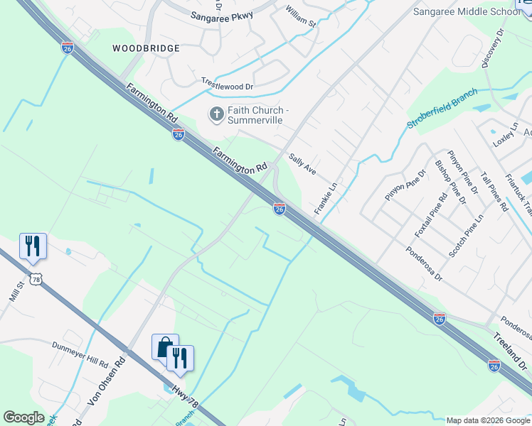 map of restaurants, bars, coffee shops, grocery stores, and more near 128 Judy Hill Drive in Ladson