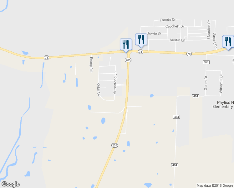 map of restaurants, bars, coffee shops, grocery stores, and more near 316 Armstrong Lane in Lavon