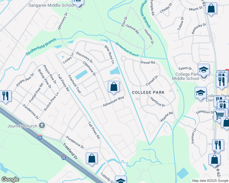 map of restaurants, bars, coffee shops, grocery stores, and more near 2017 Hunters Bend Trail in Ladson