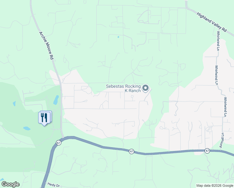 map of restaurants, bars, coffee shops, grocery stores, and more near 17649 Rancho De Carole Road in Ramona