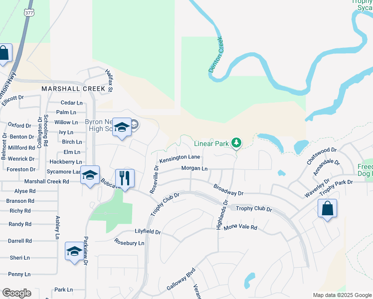 map of restaurants, bars, coffee shops, grocery stores, and more near 2549 Rose Bay Court in Roanoke