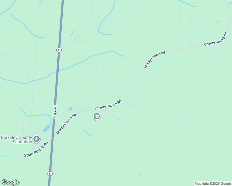 map of restaurants, bars, coffee shops, grocery stores, and more near 1570 Charity Church Road in Huger