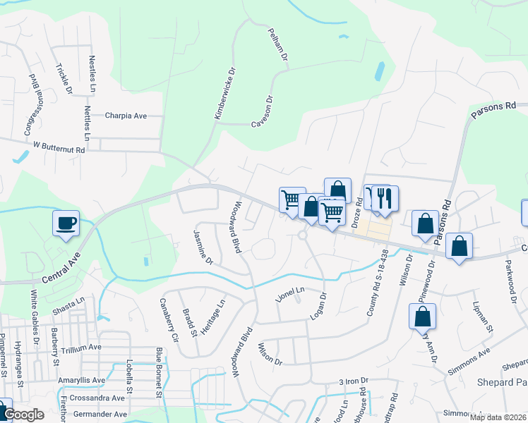 map of restaurants, bars, coffee shops, grocery stores, and more near 107 Sandlewood Drive in Summerville