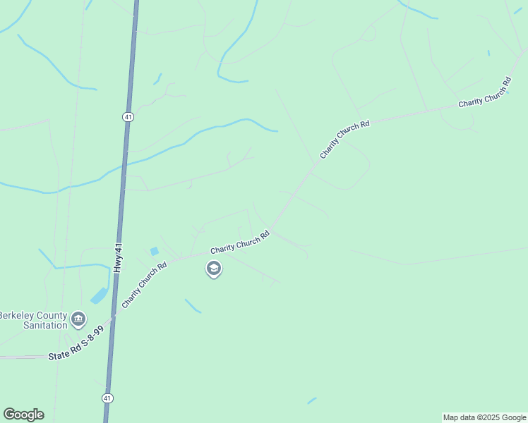 map of restaurants, bars, coffee shops, grocery stores, and more near 1570 Charity Church Road in Huger